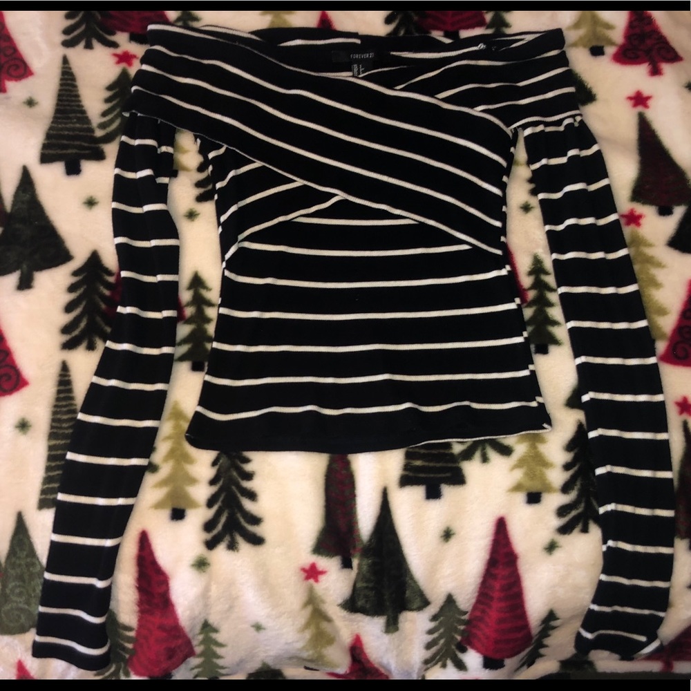 Forever 21 off the shoulder cropped long sleeve